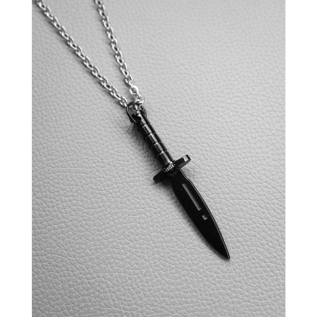 LUCAN - Kalung Lucan Wick Stainless Steel Titanium Kalung Pria Kalung Keren Hitam Silver