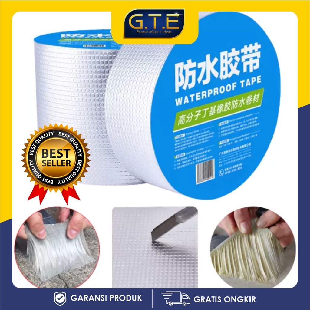 GTE | LAKBAN ANTI BOCOR ALUMINIUM BUTYL TAPE WATERPROOF TAHAN PANAS | Lakban ukuran 5x300cm / 5x500cm/10x500cm/15x500cm Anti panas Menambal Lubang