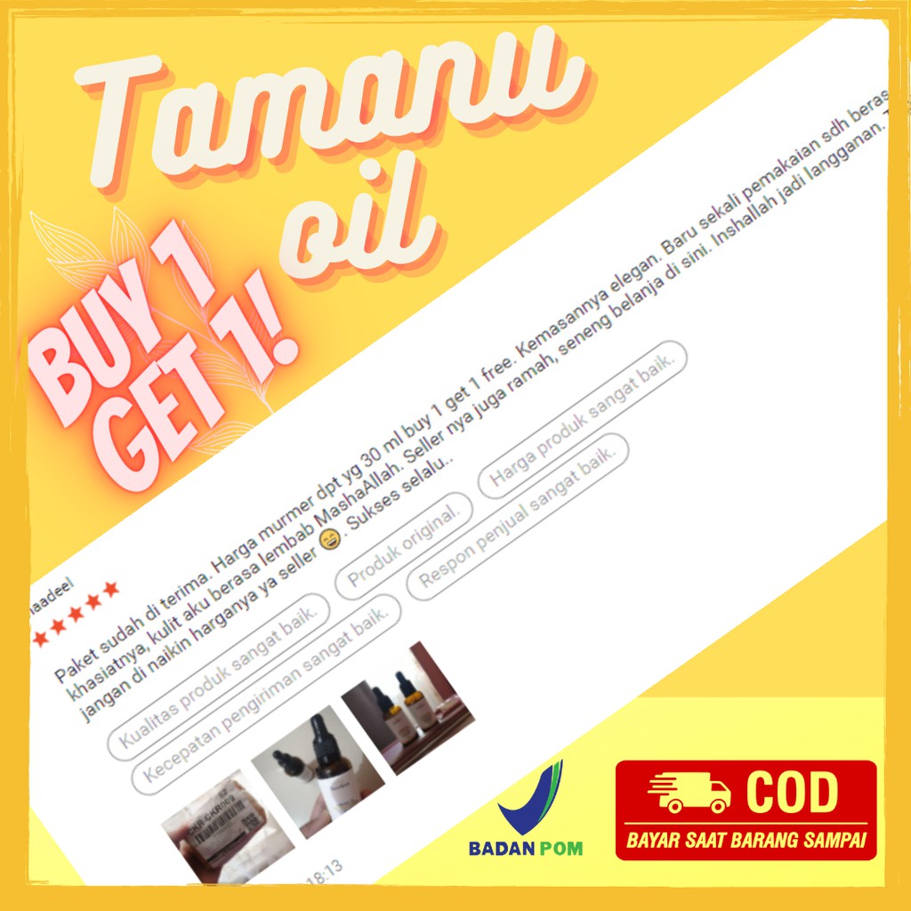 Tamanu oil  30 ml dan Almond 30 ml memudarkan bekas jerawat dan mengempeskan, bekas luka, stretch mark