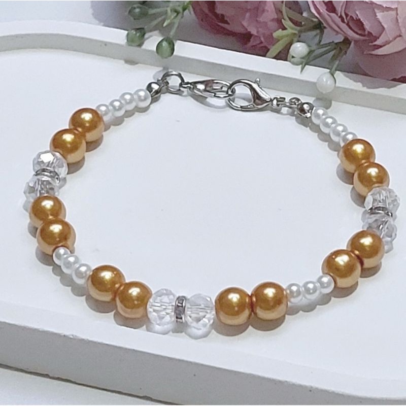 KONEKTOR MASKER HIJAB MUTIARA, PENGAIT MASKER HIJAB MUTIARA-Kristal Mutiara Gold