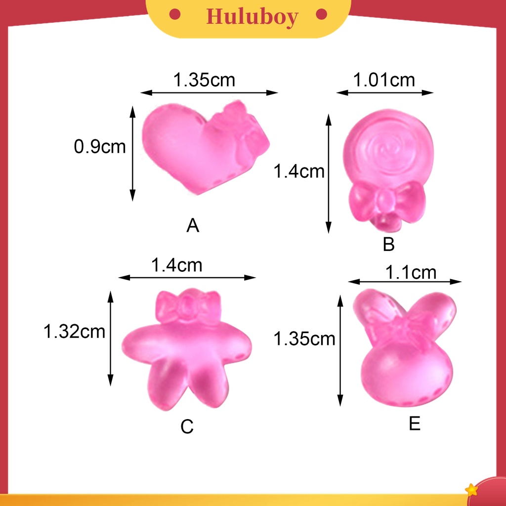 Huluboy Huluboy♡ 20pcs / Set Hiasan Kuku Motif Kartun Aksen Berlian Imitasi Translucent Tahan Lama Untuk Nail Art