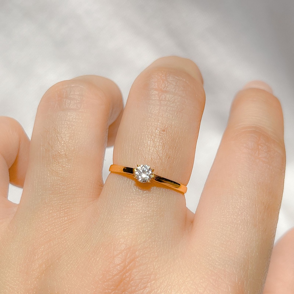 Cincin anak dan dewasa emas asli solitaire seperti berlian kadar 700 70% 16k 22 surabaya zircon elegan