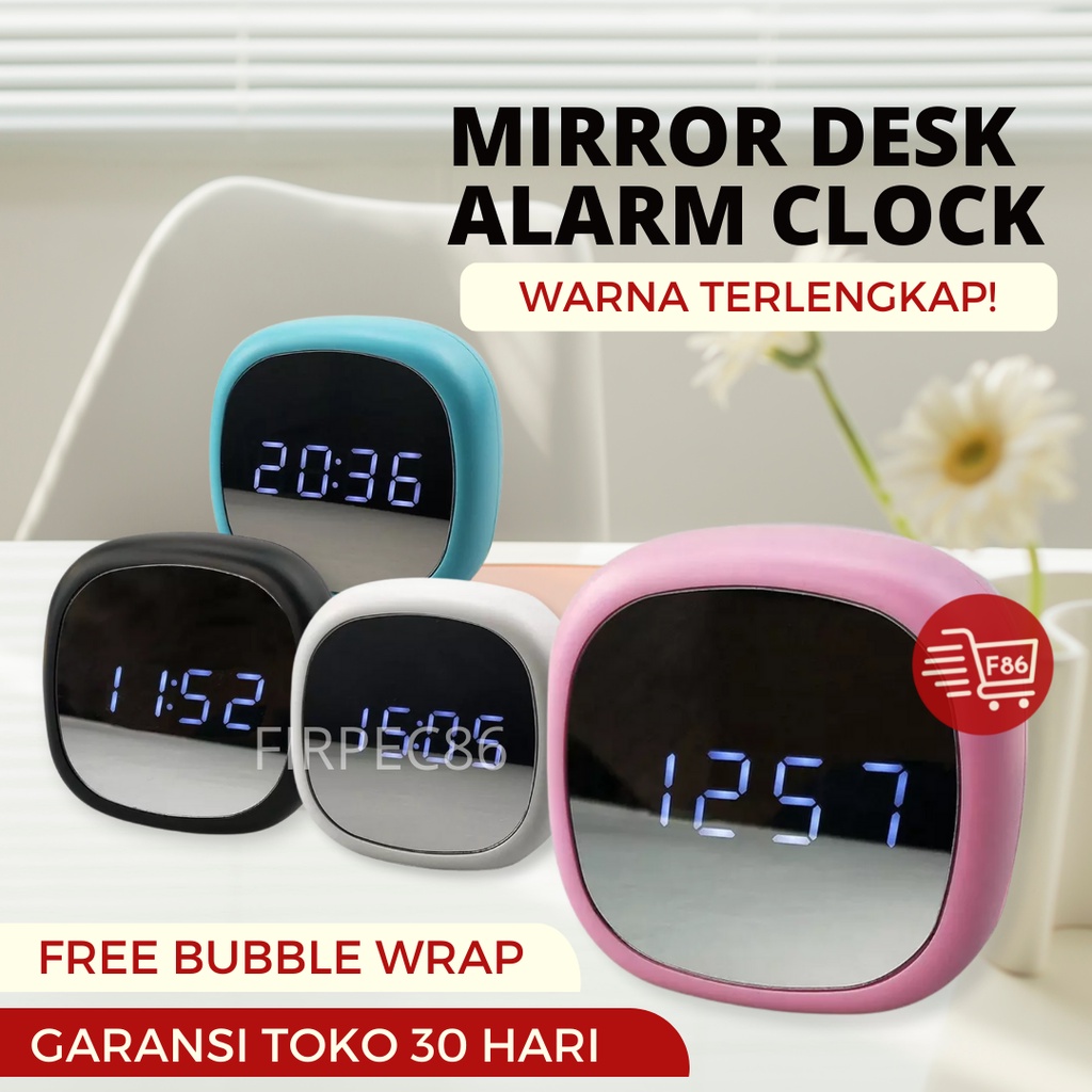 Jam Meja Digital dengan Alarm | Led Meja Kecil Kamar Mirror Clock