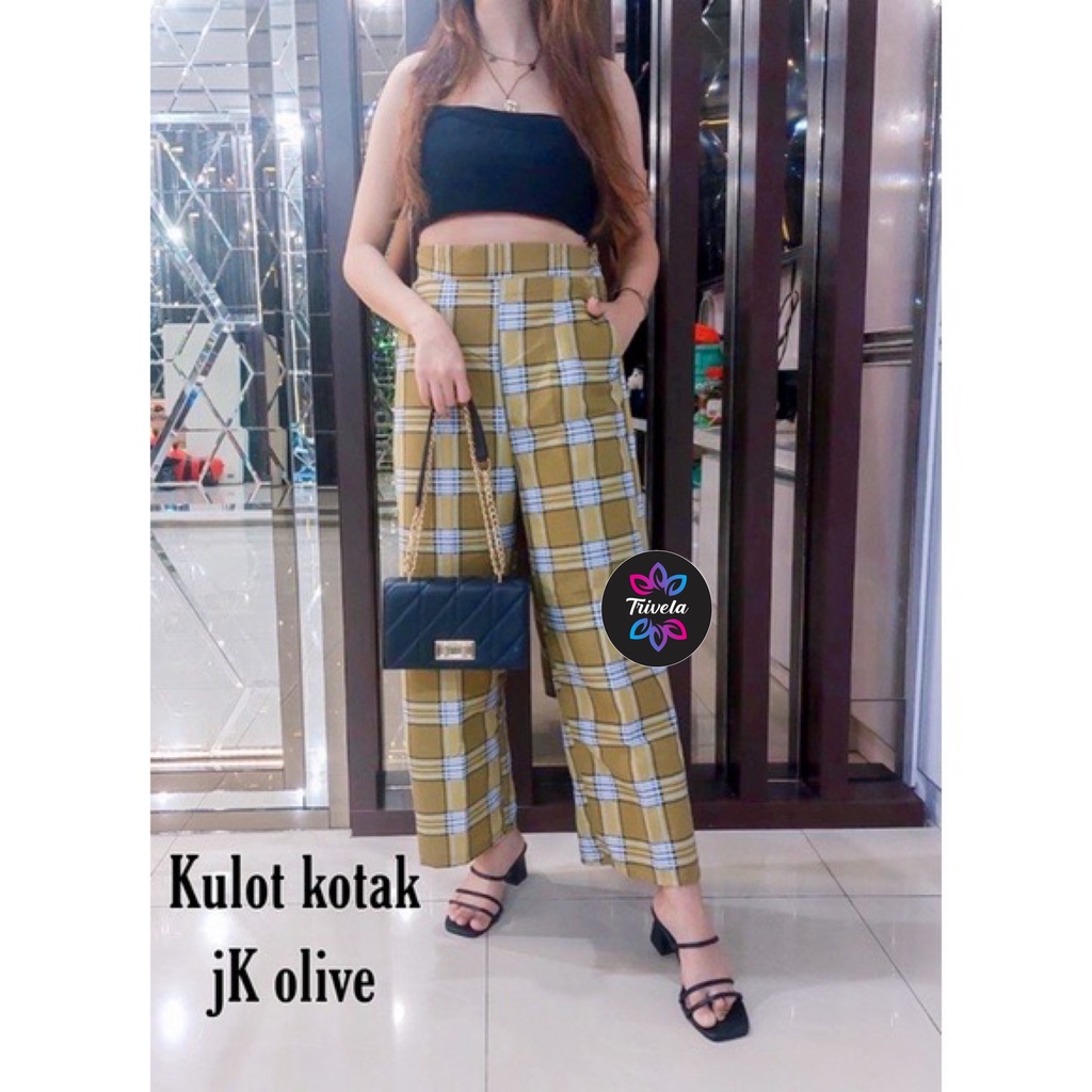 TRV KULOT ZEBRA / KULOT ANIMAL MUAT S-XXL TIDAK LUNTUR / Korean Long Pants/Celana Culottes Abstrak C909-KLT.JK OLIVE