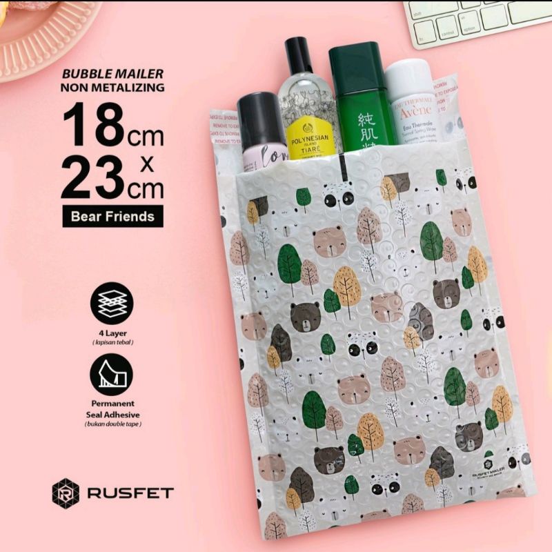 Bubble Mailer / Amplop Bubble Premium / Security Bag Rusfet Satuan Bear Family