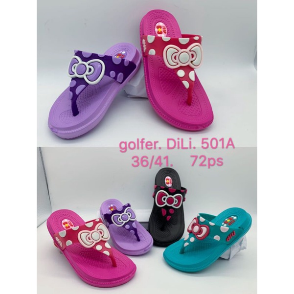 Sandal Jepit Cewek Motif Pita Karet Ringan Anti Slip