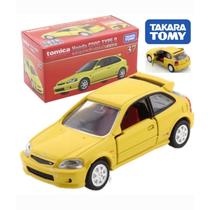 Tomica premium 37 Honda Civic Type R Yellow TAKARA TOMY Original Diecast Miniatur Mobil Honda Civic Type R