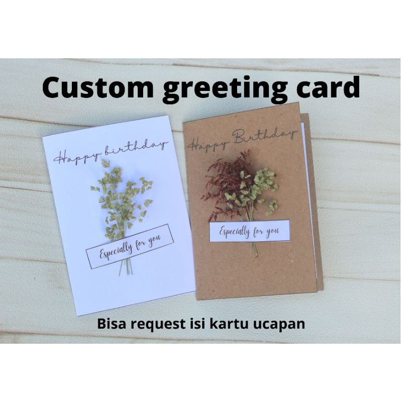 kartu ucapan greeting card custom aesthetic vintage bunga kering