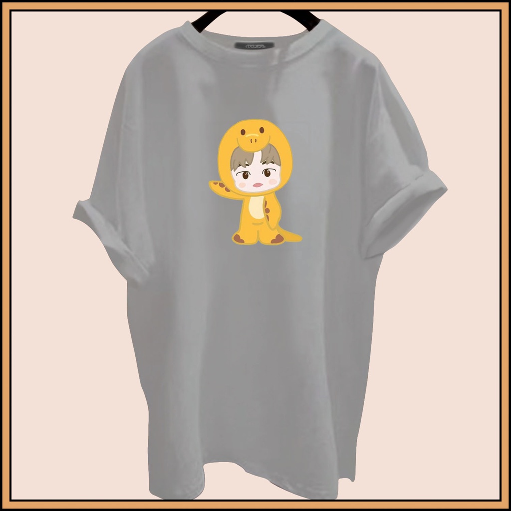 CALVIERO SHOP - BAJU KAOS ATASAN WANITA YELLOW DINO PRINT