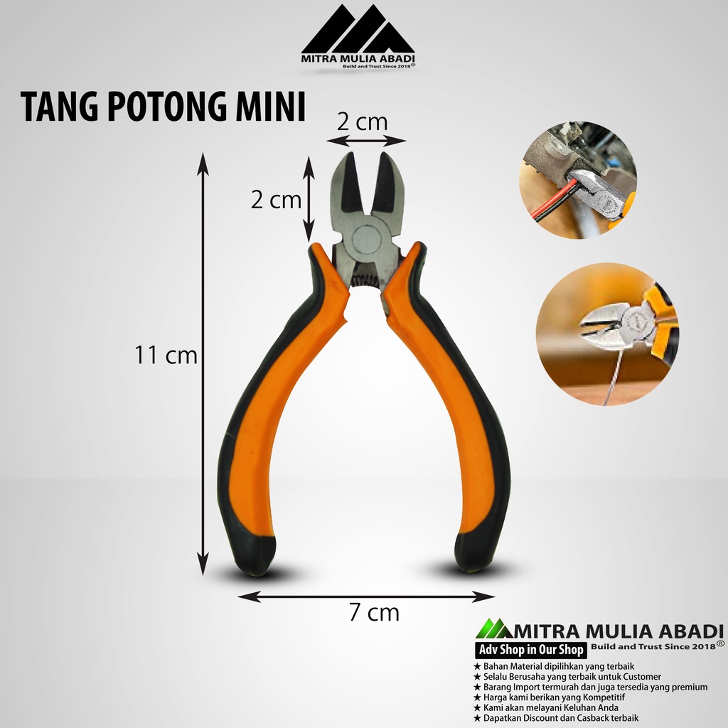 Tang Knip Potong Mini 4.5&quot; Inci Gagang Karet