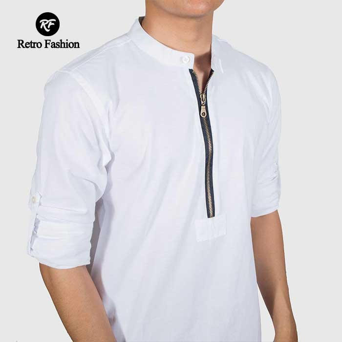 Kurta Zipper Putih/ Kurta Pakistan / Gamis Pakistan/ Baju Koko Putih