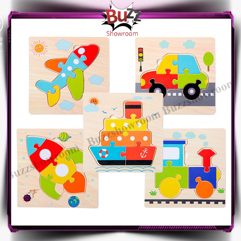 Jigsaw Puzzle Kayu 3D Timbul Wooden Mainan Edukasi Anak montessori