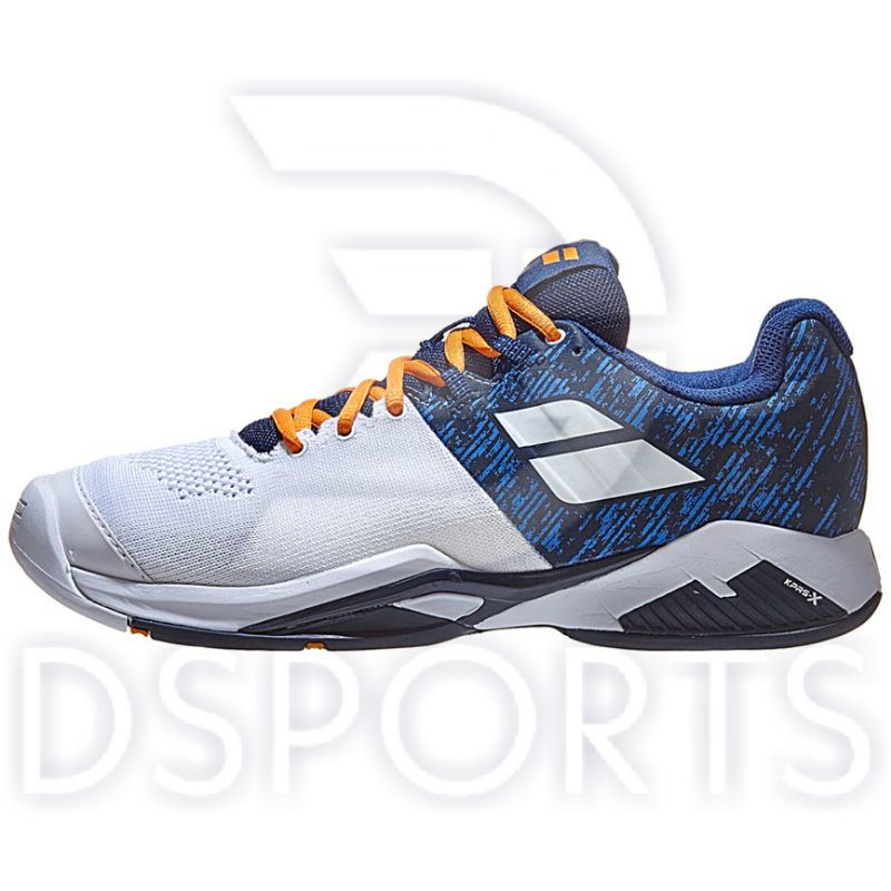 Babolat Propulse Blast White Dark Blue All Court AC ( Tennis Shoes Sepatu Tenis ) ORIGINAL