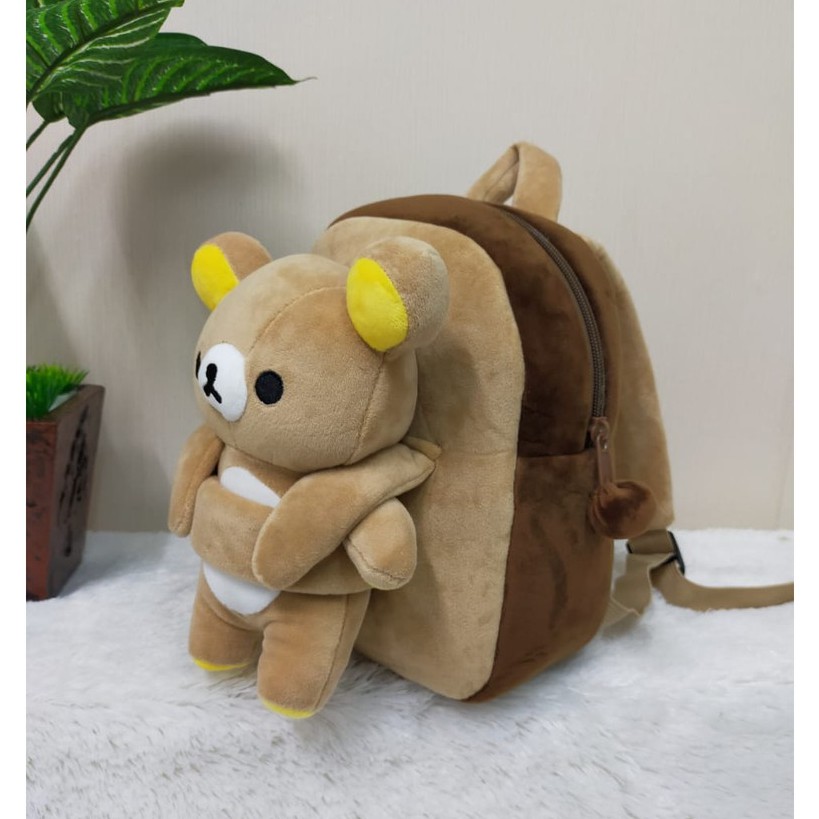 Toysopedia Tas Ransel Rilakuma Poli Amber cow Sapi/Backpack Anak Paud/Kado tas Anak/Tas Karakter Lucu/Tas Boneka