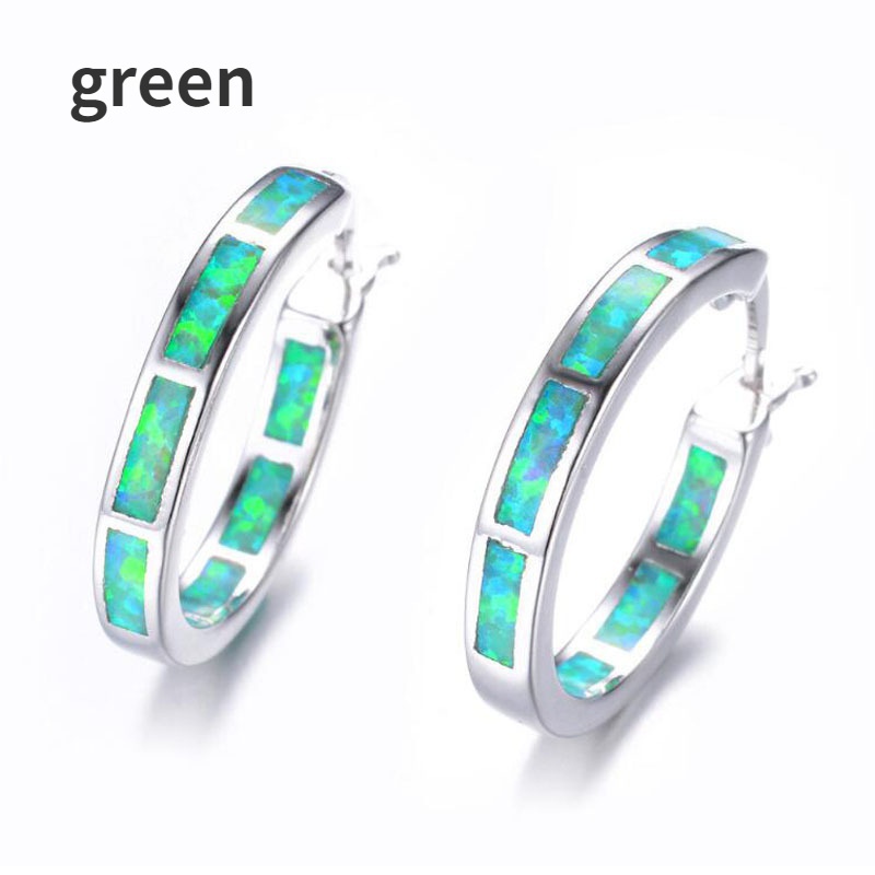 Anting Wanita Bahan Sterling Silver 925 Bentuk Bulat Aksen Opal Untuk Pesta Ulang Tahun