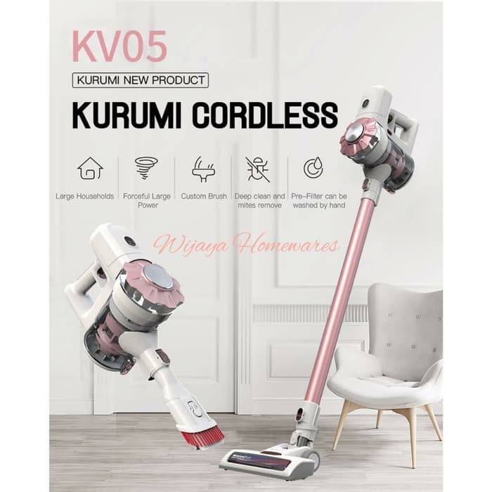 {IsmailStore} Kurumi KV-05 Rose Gold Cordless Stick Vacuum Cleaner / Kv05 Rosegold - Rose Gold Disko