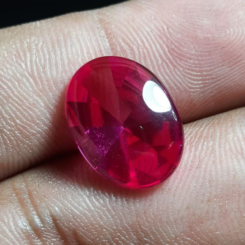 Merah Siam Ruby Oval 14-16MM oval Cutting Bawah