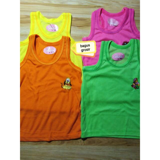 Singlet warna bordir kaos dalam anak uk L