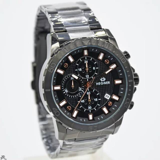 JAM TANGAN PRIA HEGNER ORI BLACK MURAH