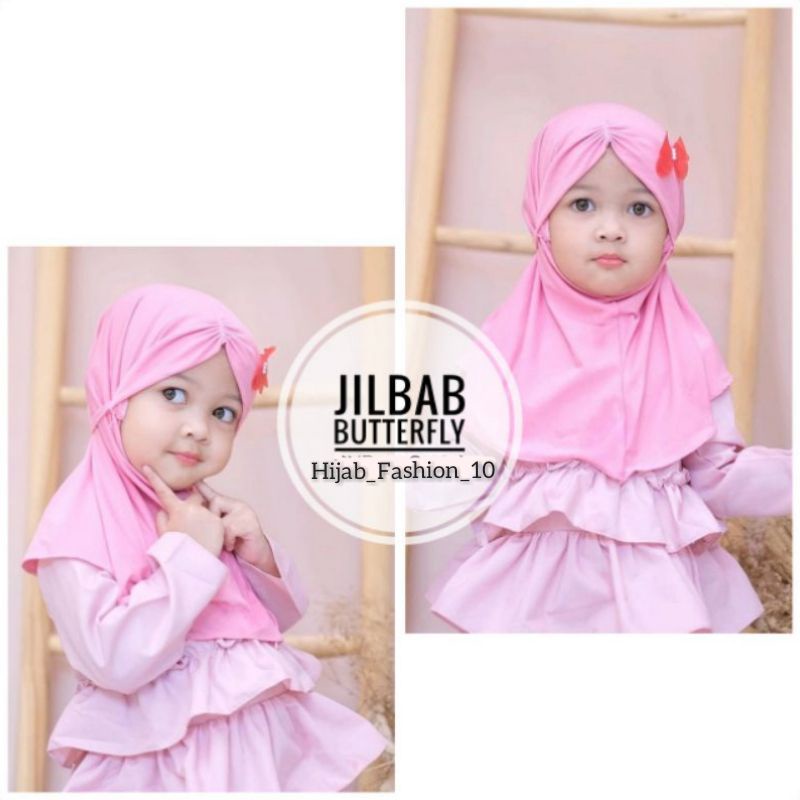 Jilbab Butterfly Anak Instan 0-3 Tahun Jersey Ballon Premium |Hijab Bayi Tk Lucu |Kerudung Sekolah Baby Sd Perempuan Newborn