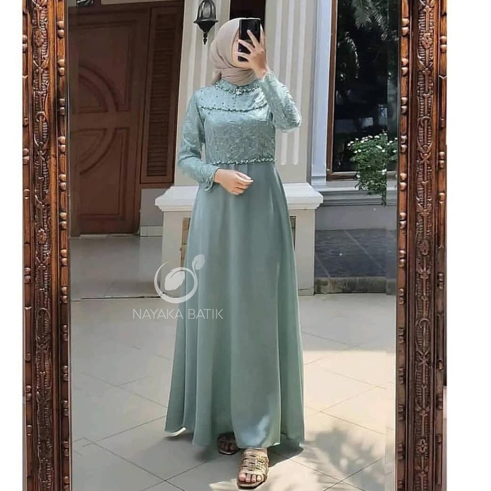 BVT.15Jn22ĸ[MAXI SERIES LEBARAN] Maxi Dress Tiara Tulle Mutiara - Gamis Remaja Kekinian - Dress Pest