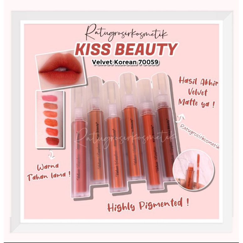 [PER BOX] LIPGLOSS/LIPGLOS KISS BEAUTY VELVET LASTING COLOR MATTE NO.70059/PEACH 70082