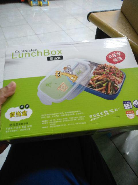 Kotak Tempat Makan Stainless Steel Anti Panas Tumpah Bento Untuk Lunch Bekal Nasi Tumis Lauk Sambal