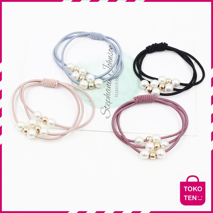 Tokoten - Ikat Rambut Mutiara - Ikat Rambut Warna Warni - Kuncir Rambut Wanita Korea TKO037-1