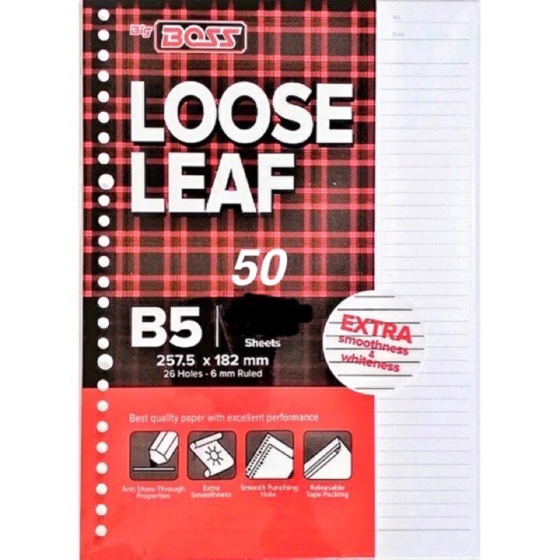 

Kertas File / Organizer / Agenda Yotto LOOSE LEAF BIG BOSS B5 BERGARIS isi 50 Lembar ORI