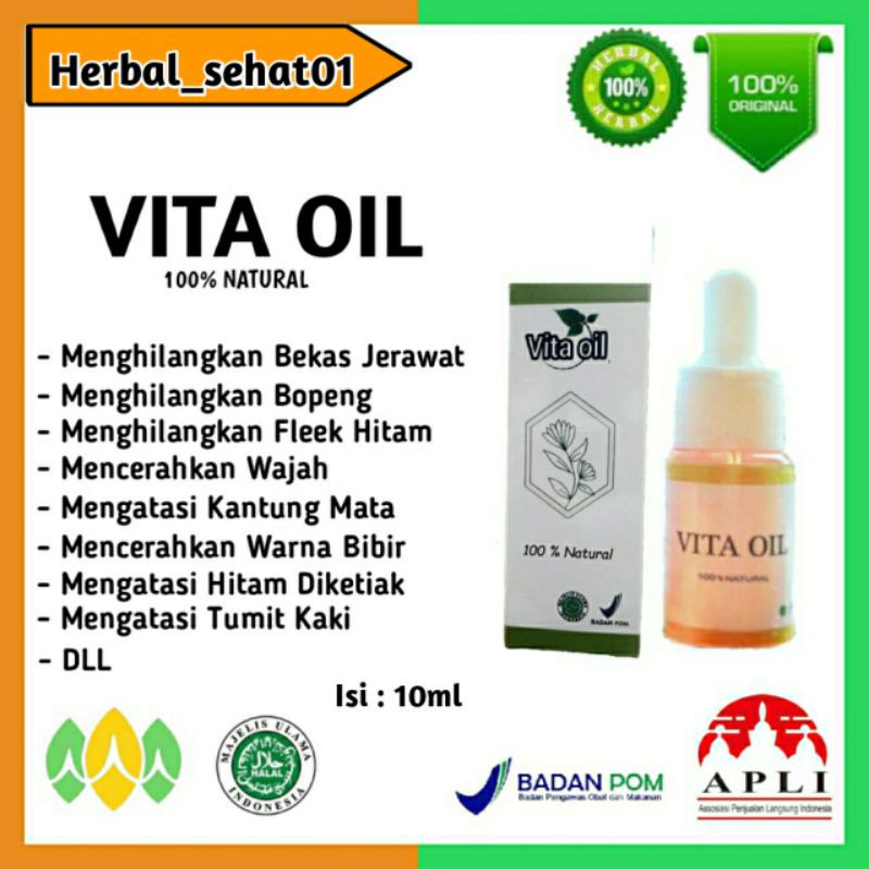 VITA OIL PENGHILANG BOPENG FLEEK HITAM BEKAS JERAWAT KOMEDO GLOWING PUTIH ALAMI