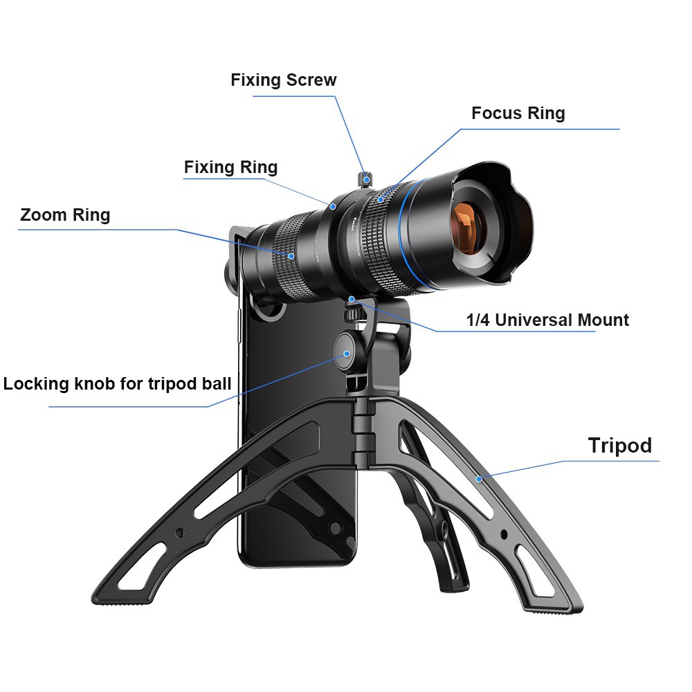 APEXEL APL-JS2040XJJ04 - 20-40X Monocular Smartphone Lens Kit - Monokuler Portabel 40x Zoom