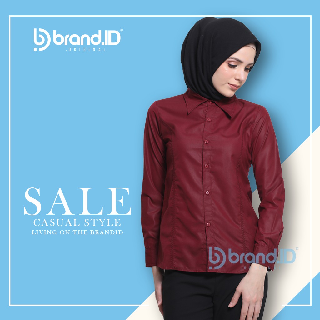 KEMEJA WANITA MAROON DAN WARNA POLOS TANGAN PANJANG KATUN / BAJU KANTOR FORMAL KERJA CEWEK JUMBO