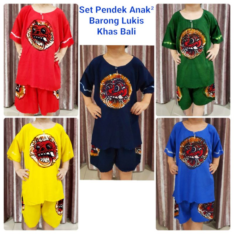 SET ANAK² PENDEK BARONG KHAS BALI - SIZE 5(6-7 TH)-(BHAN LEMES+ADEM)
