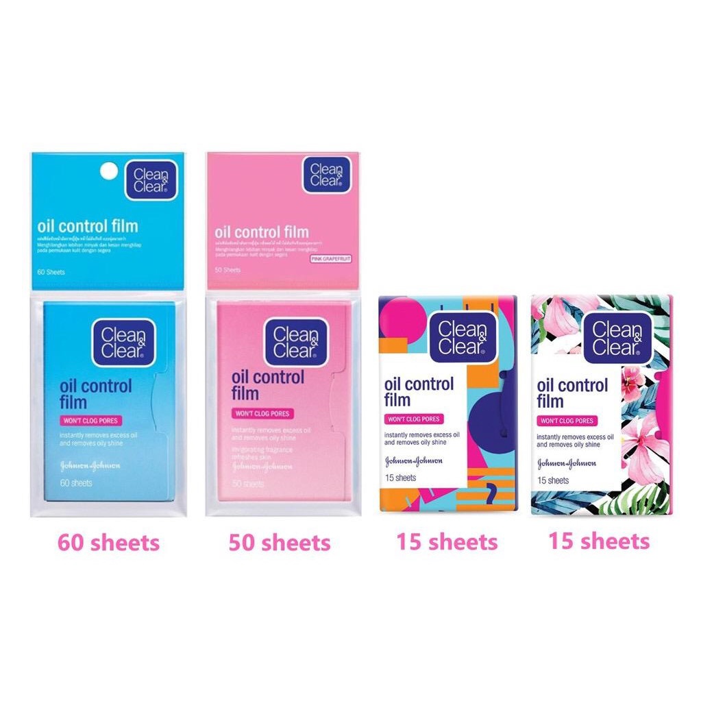 ☘️ CHAROZA ☘️ CLEAN &amp; CLEAR Oil Control Film Face Paper Blue | Pink