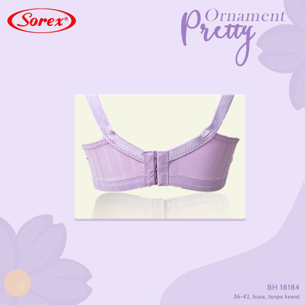 gos SOREX 18184 Bra Busa Tanpa Kawat Kait 3 Setara Cup B Ornament Pretty Harian BH Ukuran 36/42