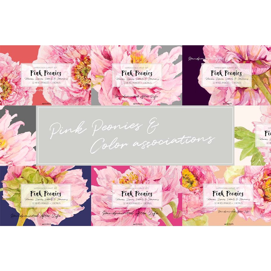 Pink Peonies Clipart Set - JPEG Ultra HD