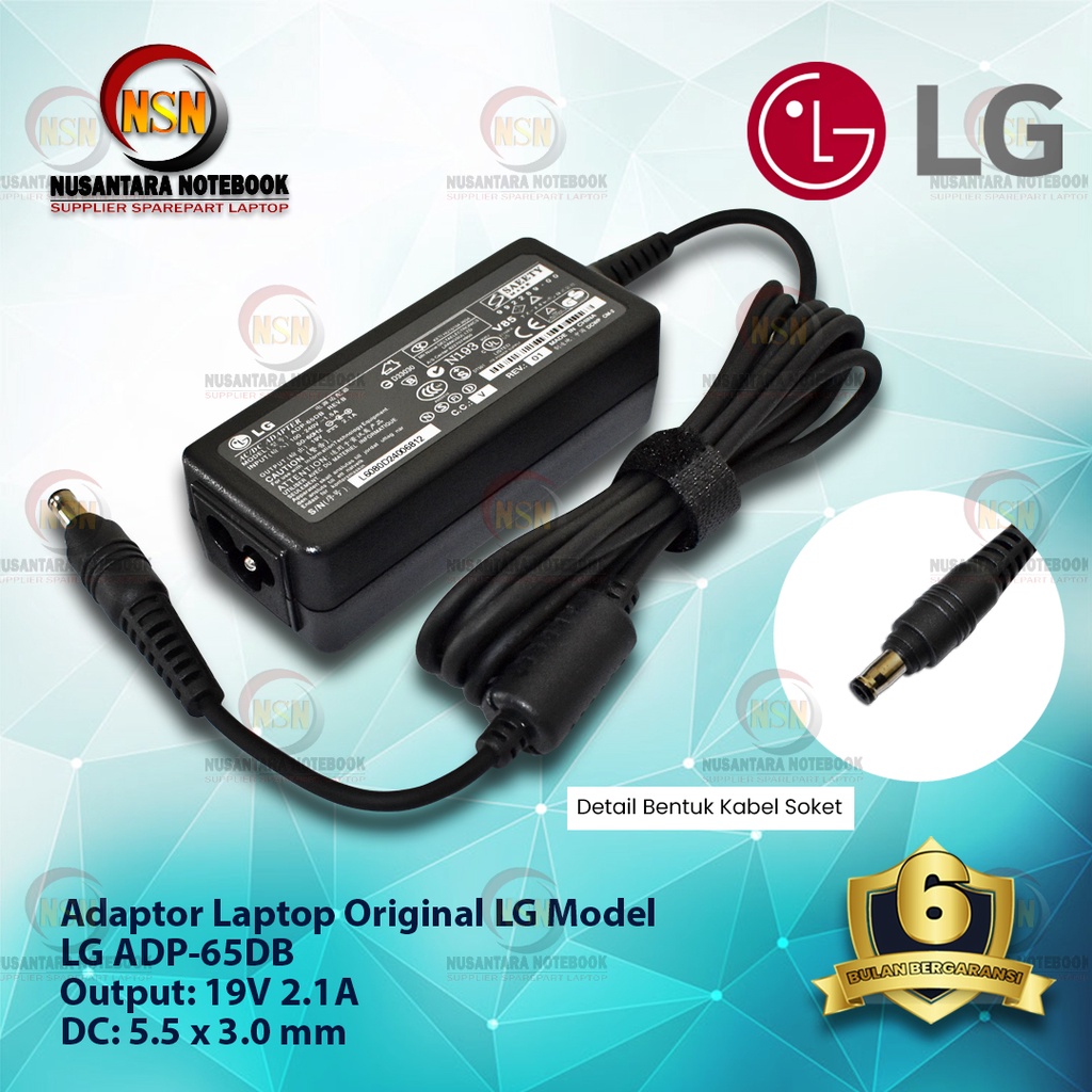 Adaptor Charger LG ADP-65DB 19V 2.1A DC 5.5 X 3.0mm Plug Jarum Orignal