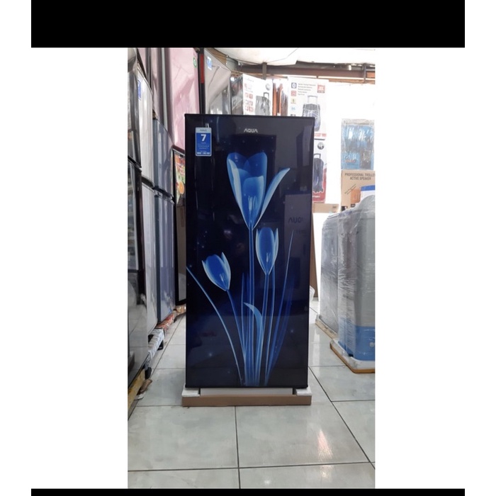 Kulkas 1 Pintu Aqua AQR D181 LK/LB Low Watt 38W 150 Liter Garansi 7Th Black Series With Flower Glosy