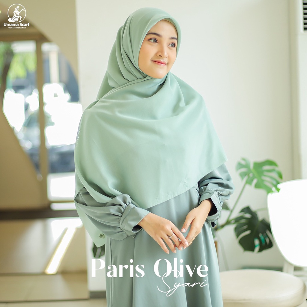 PAKET HEMAT ISI 3PCS PARIS OLIVE SYAR'I, UMAMA ORIGINAL, HIJAB SEGI EMPAT JUMBO UKURAN 130X130, ADA LOGO UMAMA NYA