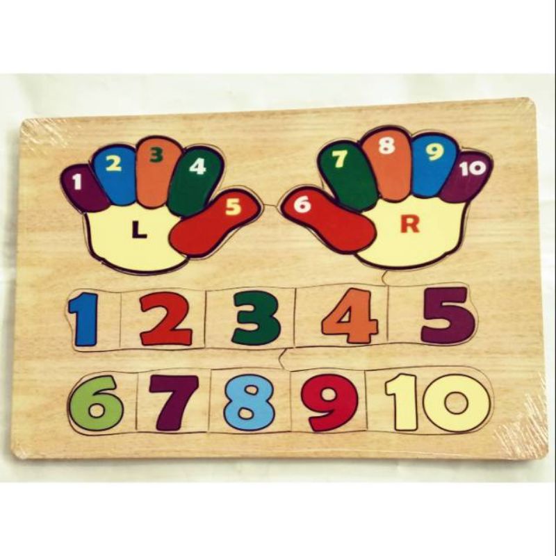 puzzle kayu jari angka 1-10 - mainan kayu edukasi