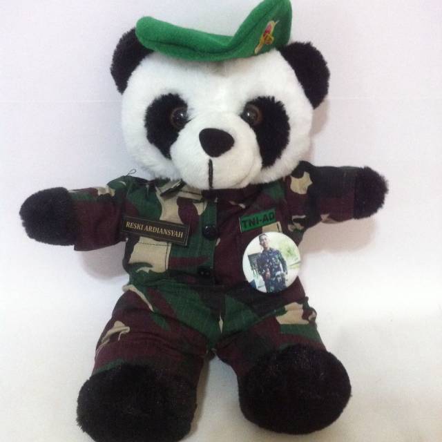 Souvenir Kado Boneka Panda TNI AD Army Tentara