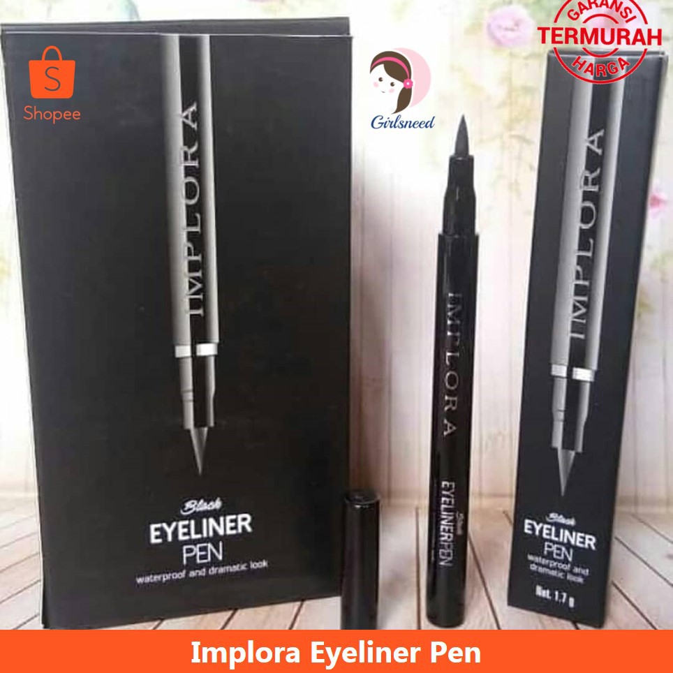 Eyeliner Pen Implora Original Black Waterproof Eye Liner Hitam model Pulpen Tahan Air