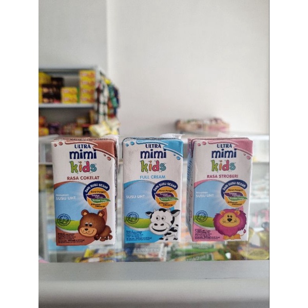 

Susu Ultra mimi Kids rasa cokelat / full cream / stroberi berat 125ml