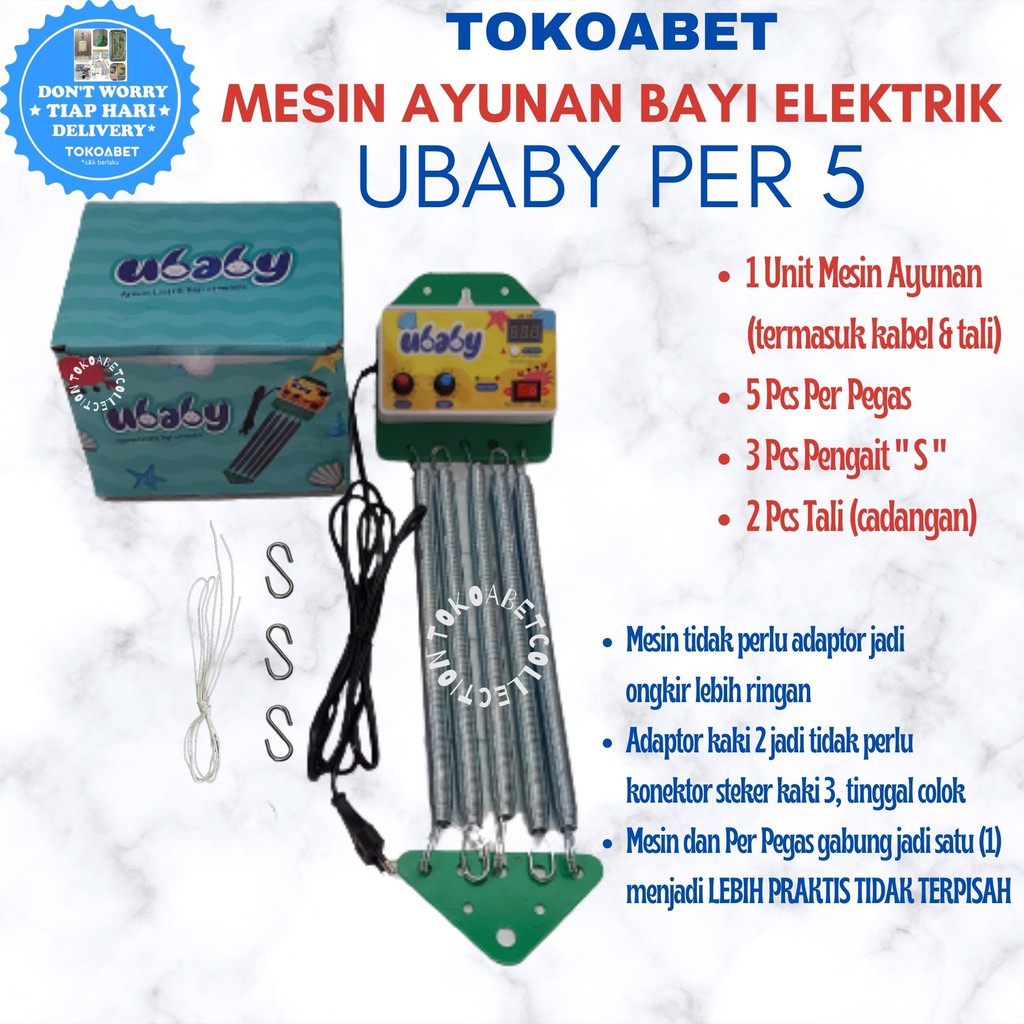 UBABY 5 PER Mesin Ayunan Bayi Listrik Otomatis Lengkap Per bisa Atur Kecepatan Musik Timer TOKOABET