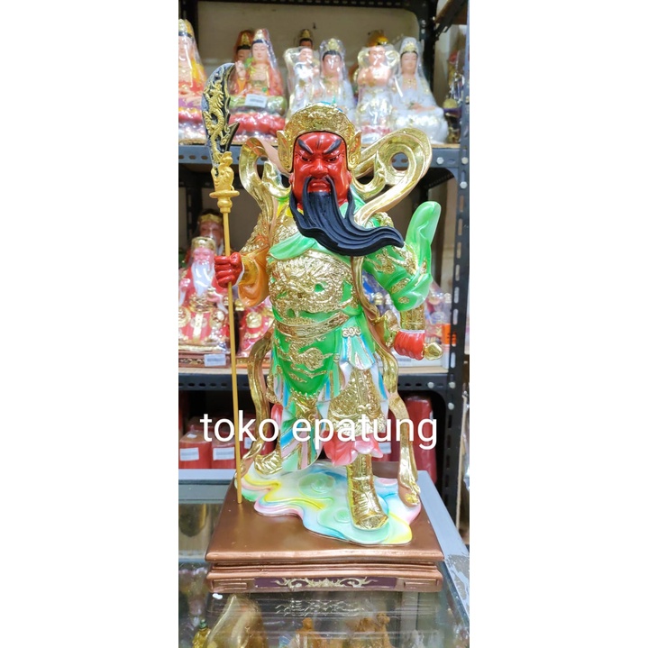 patung dewa kwan kung / kwan kong berdiri - fiber - 16 inch - (g)