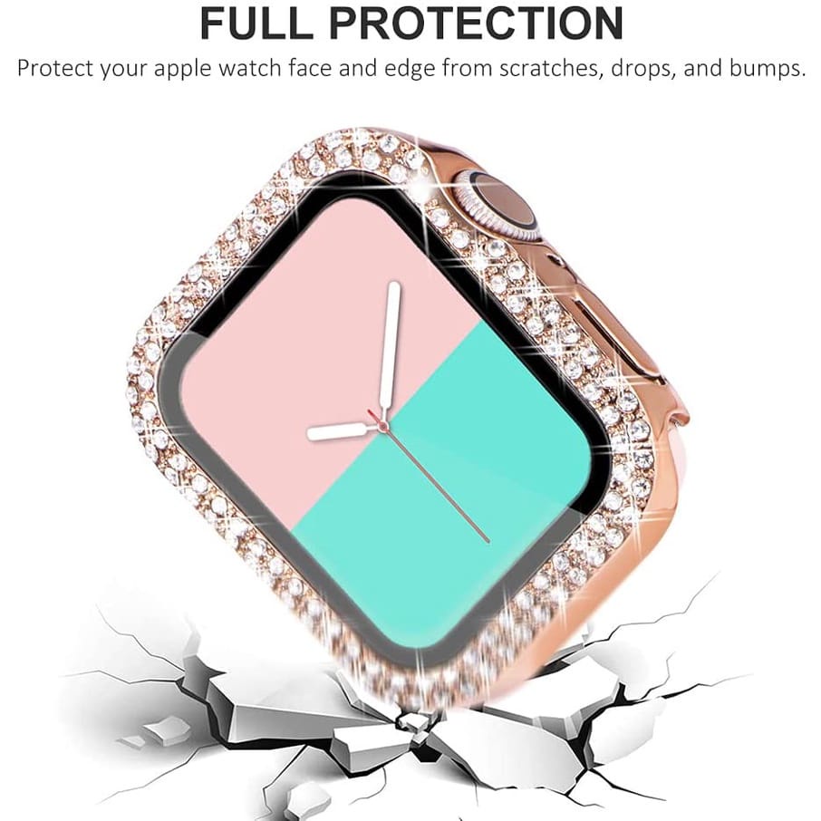 Gadgetlee Bumper Case Apple Watch Bling PC Screen Protector For Series 1/2/3/4/5/SE/6/7