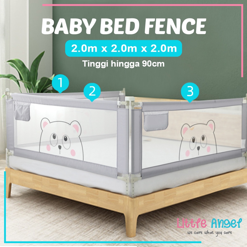 BABY BEDRAIL PAGAR PENGAMAN KASUR RANJANG BAYI Pembatas Tempat Tidur Kelambu Anak Balita Set Bed Rail Guard Safety