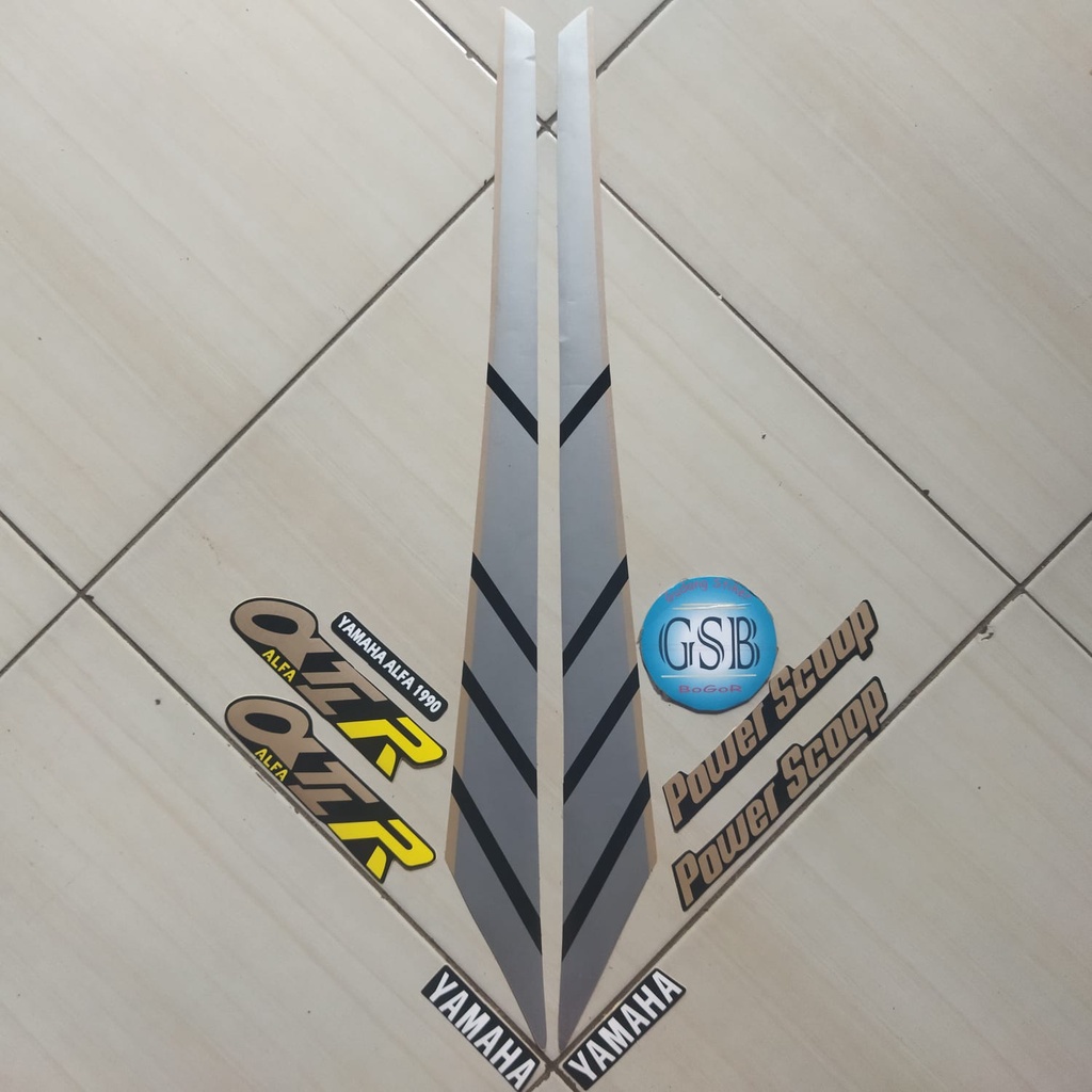 stiker striping motor yamaha alfa 1990 silver