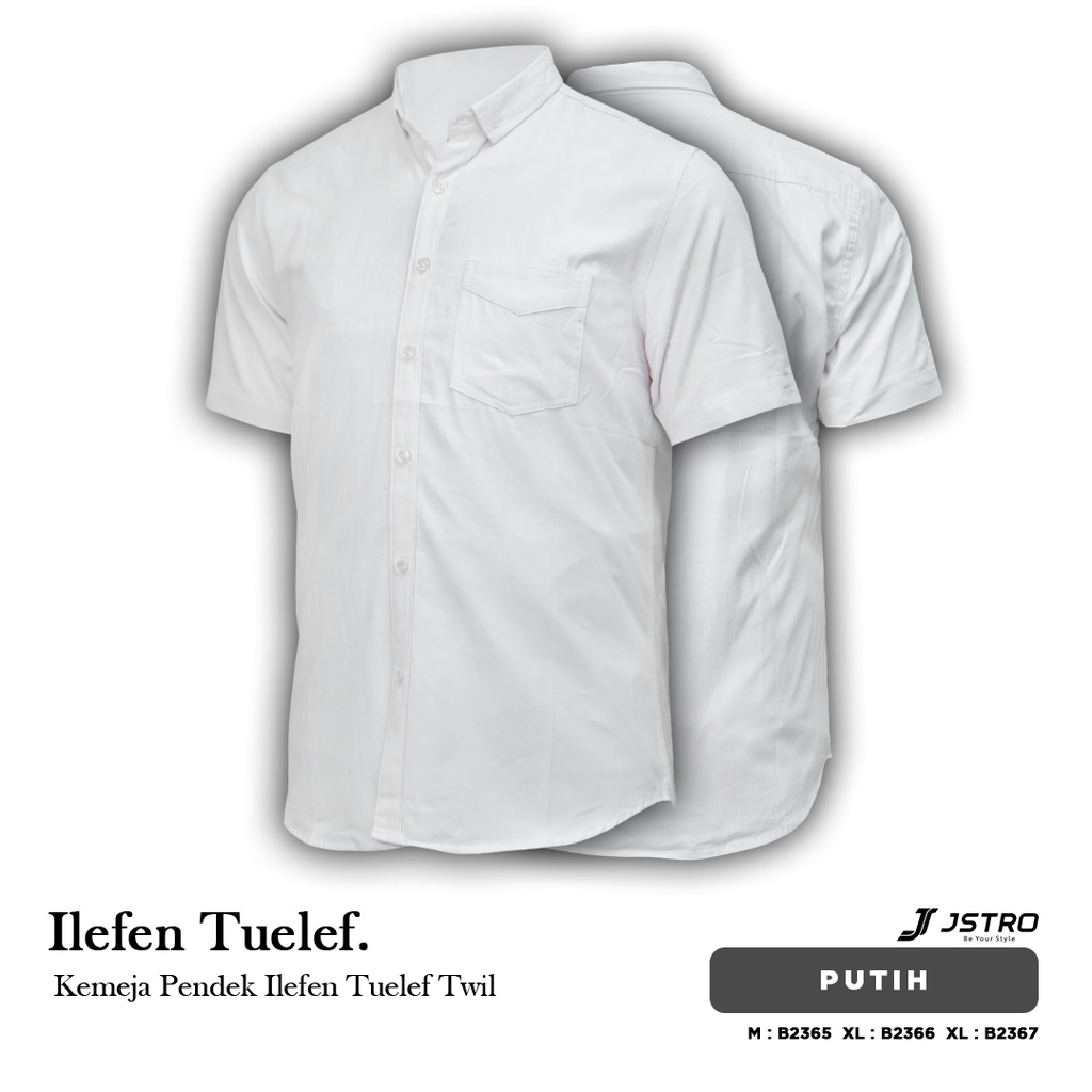 Jstro Kemeja Lengan Pendek Polos Twill Putih