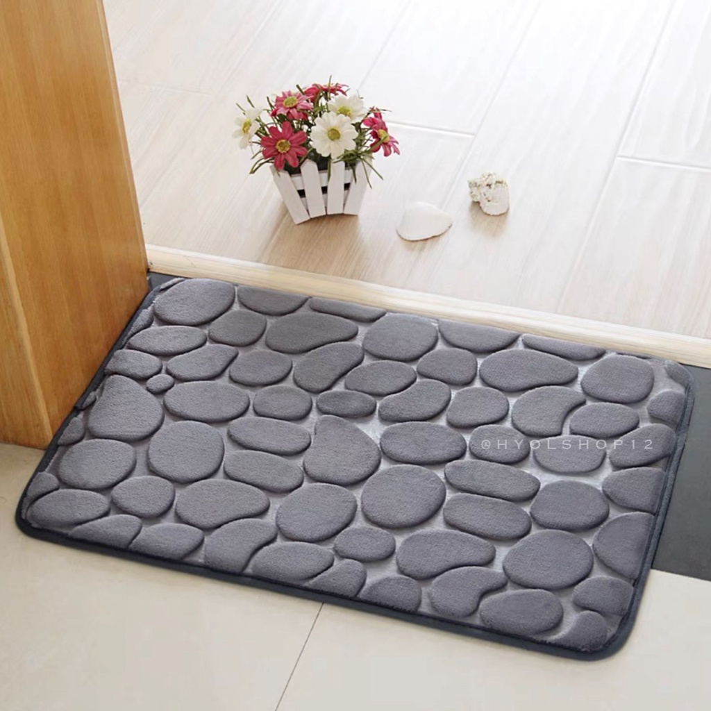 [HY.Olshop12] Keset Kaki Anti Slip Motif Batu Bahan Memory Foam High Kualitas Alas Lantai Ukuran 40x60CM